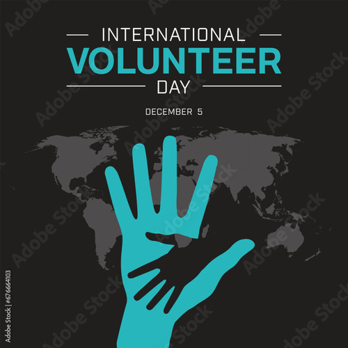 International Volunteer Day design concept. It features hand palm symbol. Vector illustration