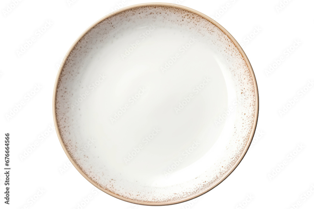 Empty ceramic round plate isolated on white with clipping path - obrazy, fototapety, plakaty 