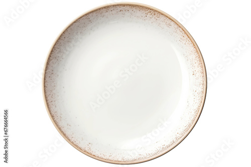 Empty ceramic round plate isolated on white with clipping path photo