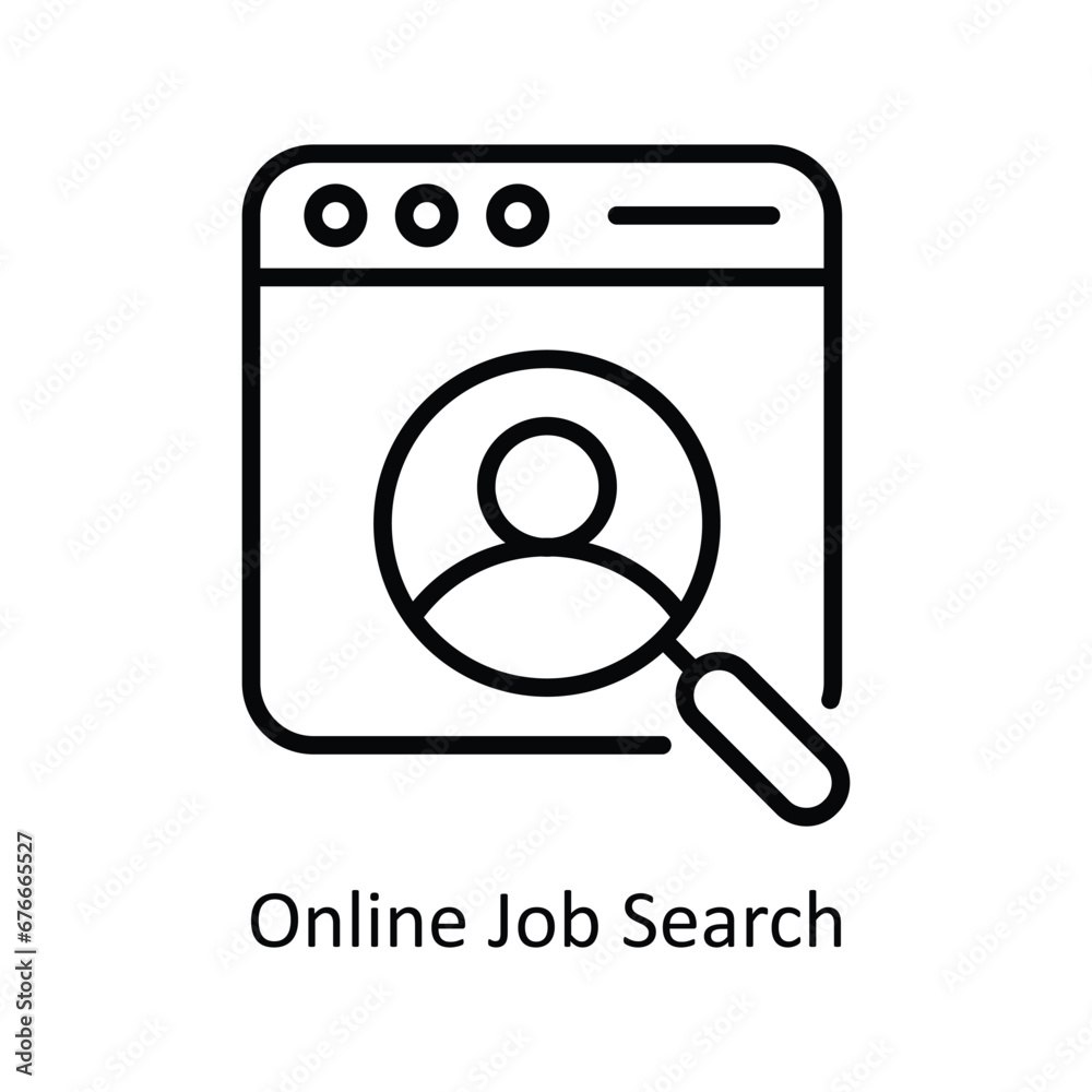 Online job search vector outline Icon Design illustration. Business And Management Symbol on White background EPS 10 File Online job search vector outline Icon Design illustration. Business And Management Symbol on White background EPS 10 File