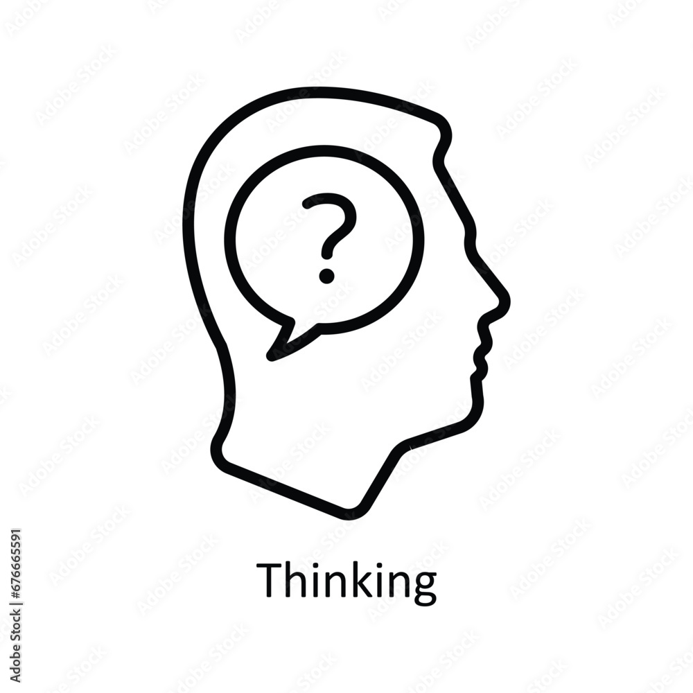 Thinking vector outline Icon Design illustration. Business And Management Symbol on White background EPS 10 File Thinking vector outline Icon Design illustration. Business And Management Symbol on White background EPS 10 File