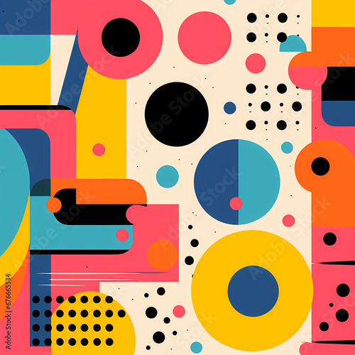 a border with bold  colorful  and abstract shapes