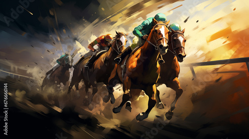 race riders in green race shirts, in the style of graceful movements, booru, light blue and light amber, orderly arrangements