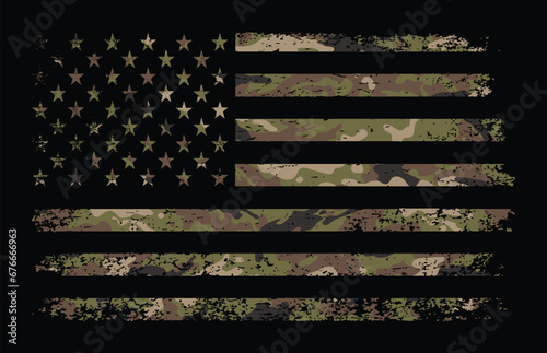 USA flag With Camouflage