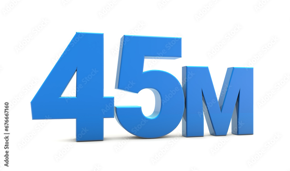 45M sign isolated on transparent background. Thank you for 45M followers 3D. 3D rendering 45M sign isolated on transparent background. Thank you for 45M followers 3D. 3D rendering