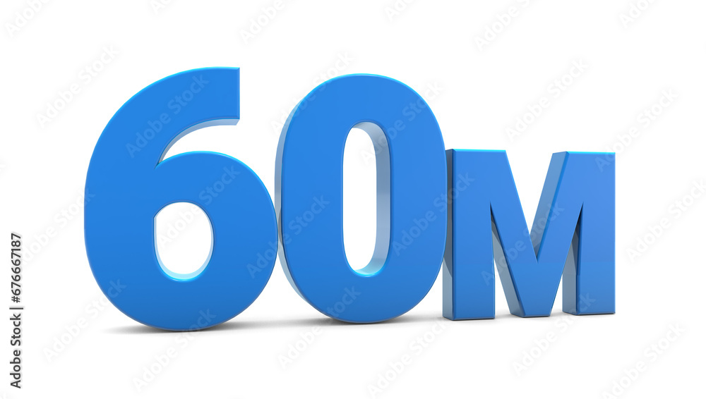 60M sign isolated on transparent background. Thank you for 60M followers 3D. 3D rendering 60M sign isolated on transparent background. Thank you for 60M followers 3D. 3D rendering