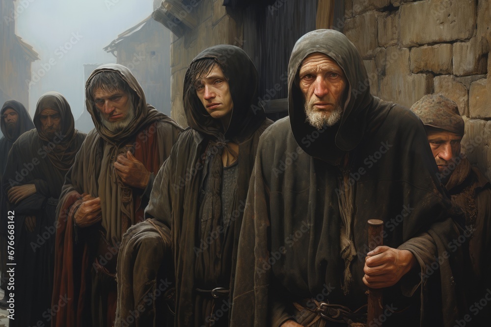 Sad Medieval Lepers in the streets Generative Ai Sad Medieval Lepers in the streets Generative Ai