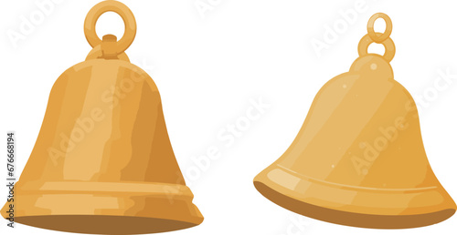Set of golden bells. Vector illustration isolated on a white background.