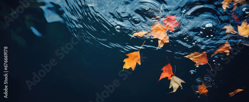 Group of Floating Leaves Creating a Serene Reflection