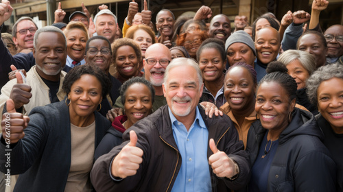 Diverse Group of People Showing Thumbs Up photo