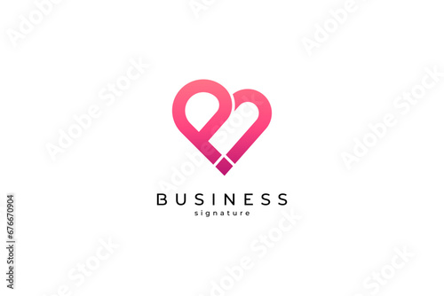 BJ logo Monogram heart shape with simple pink gradient