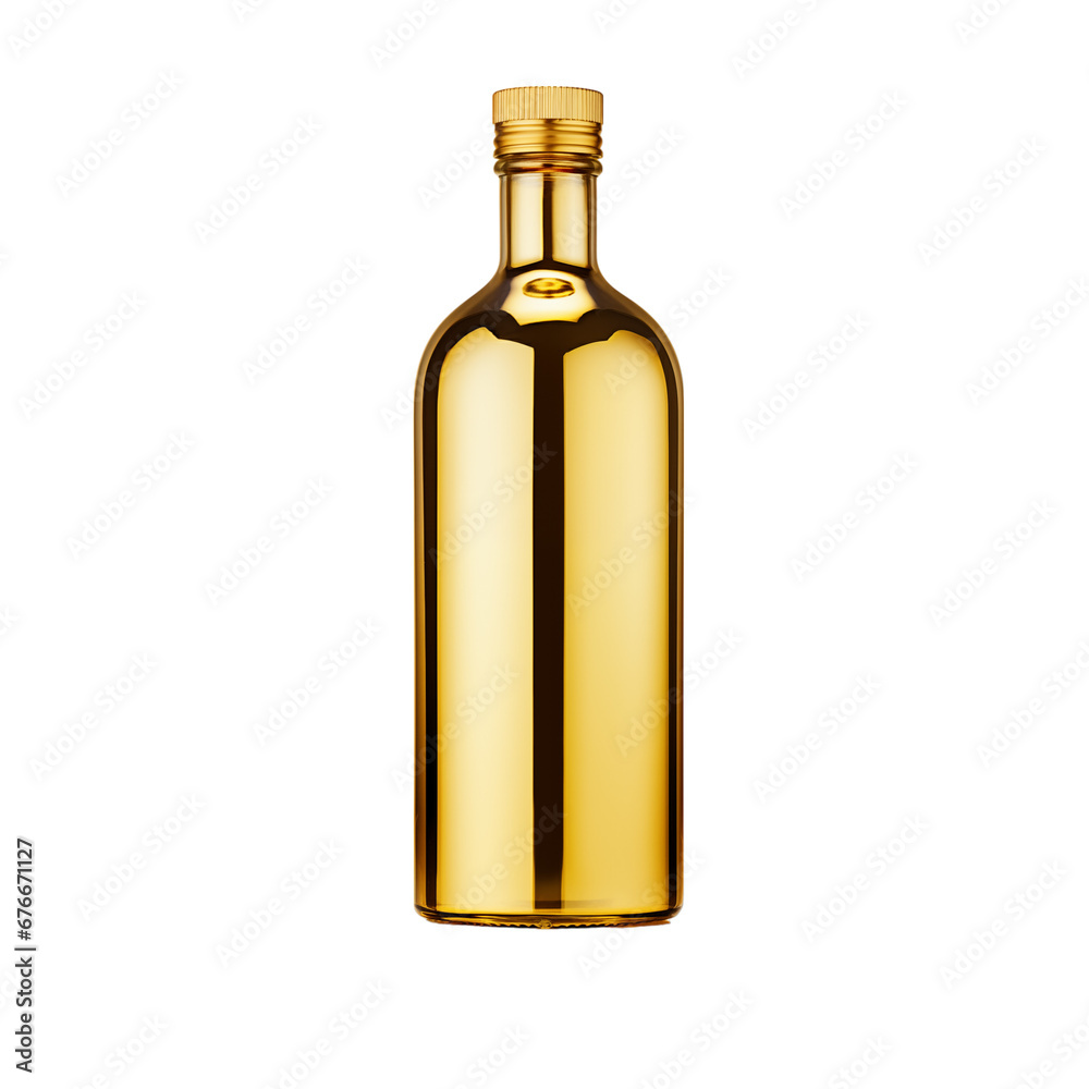 Gold bottle isolated transparent, Generative AI Gold bottle isolated transparent, Generative AI