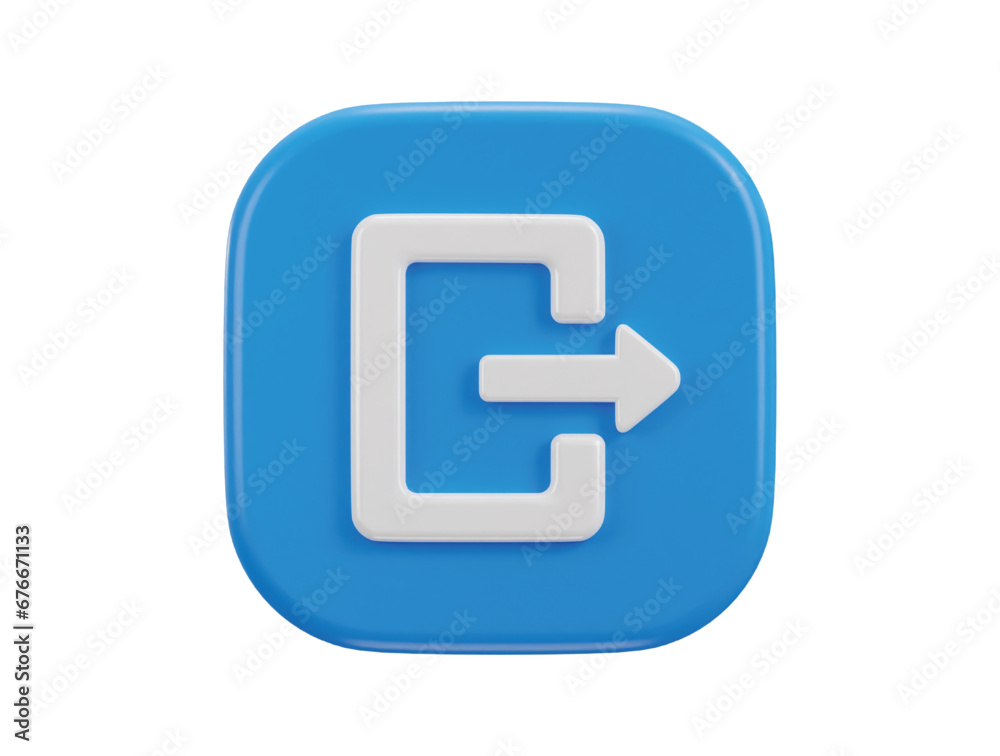 exit button emergency icon 3d rendering illustration exit button emergency icon 3d rendering illustration
