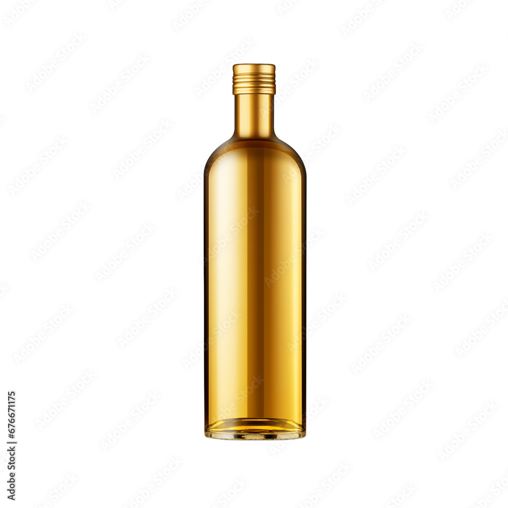 Gold bottle isolated transparent, Generative AI Gold bottle isolated transparent, Generative AI