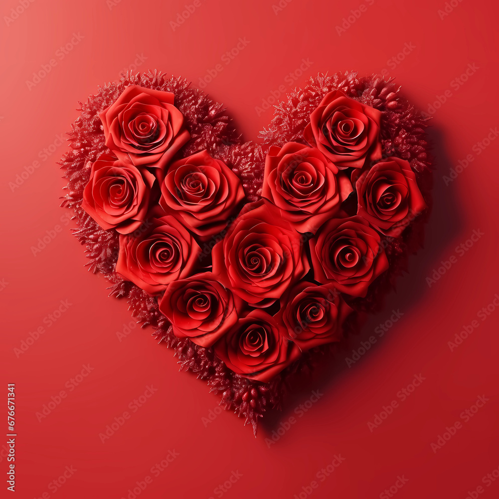red heart with roses
