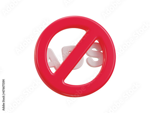 No ADS sign, Red crossed round button