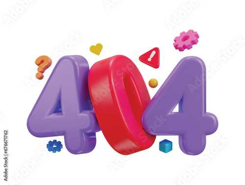 3d 404 not found icon illustration