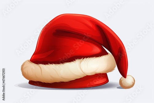 Cartoon Illustration of Santa Claus Christmas Hat isolated on white background Generative Ai