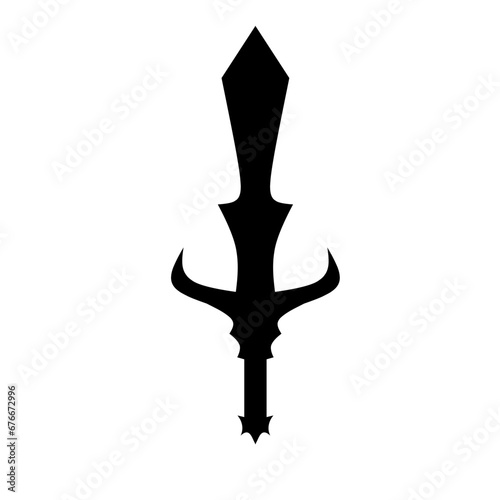 Sword hero evil devil weapon rpg game icon vector symbol logo.