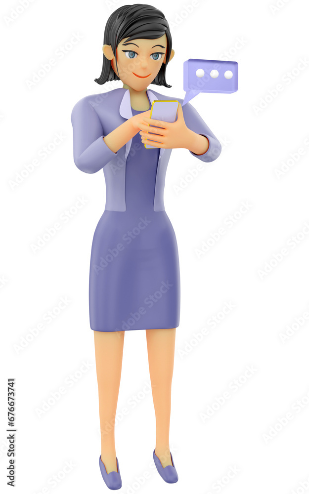 Businesswoman chatting on smartphone 3d illustration Businesswoman chatting on smartphone 3d illustration