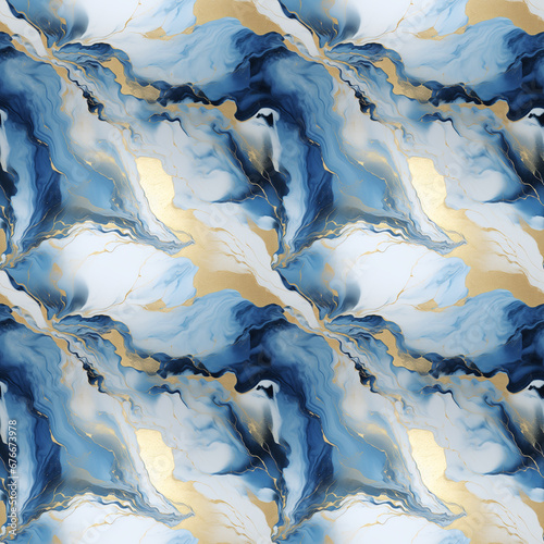 青と金の大理石の模様　シームレスパターン photo