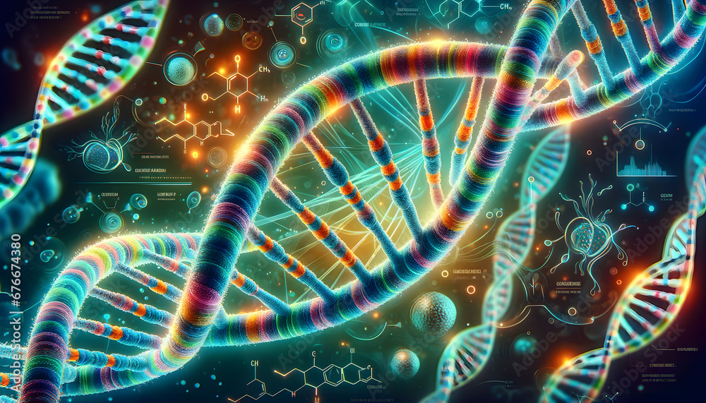 Detailed DNA Helix in Medical Context. Generative AI Detailed DNA Helix in Medical Context. Generative AI