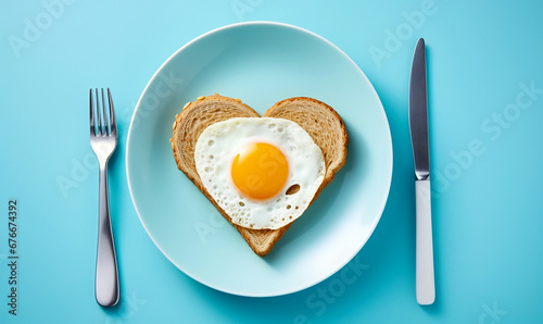 Toastbrot mit Ei in Herzform