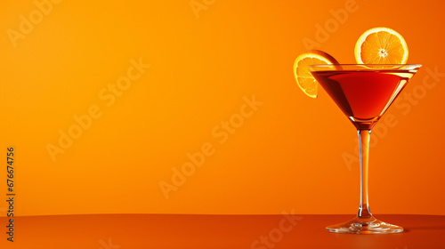 Orange cocktail on an orange background.