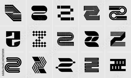 Dynamic line flat letter Z logo design bundle