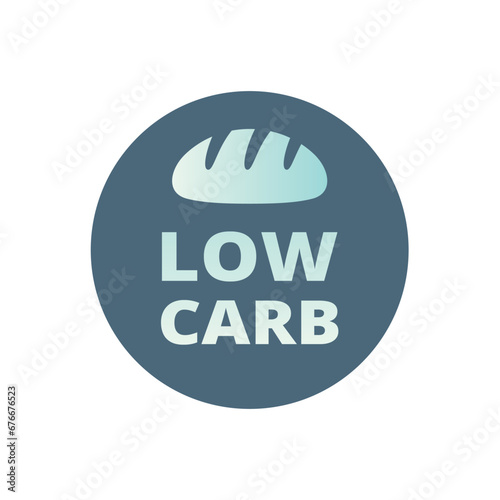 Low carb vector label. Keto, no carbs or carbohydrates healthy eating icon.