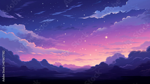 Pixel Art Star Sky at Evening Background