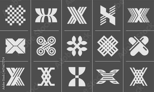 Abstract geometric letter X logo design set © Artswolf