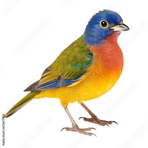 full body shot of a painted bunting on transparent background cutout - Generative AI  © thilina