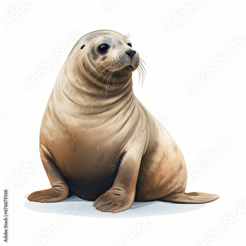 Basking Seal Clipart isolated on white background © Natia