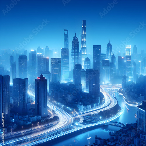 city at blue night