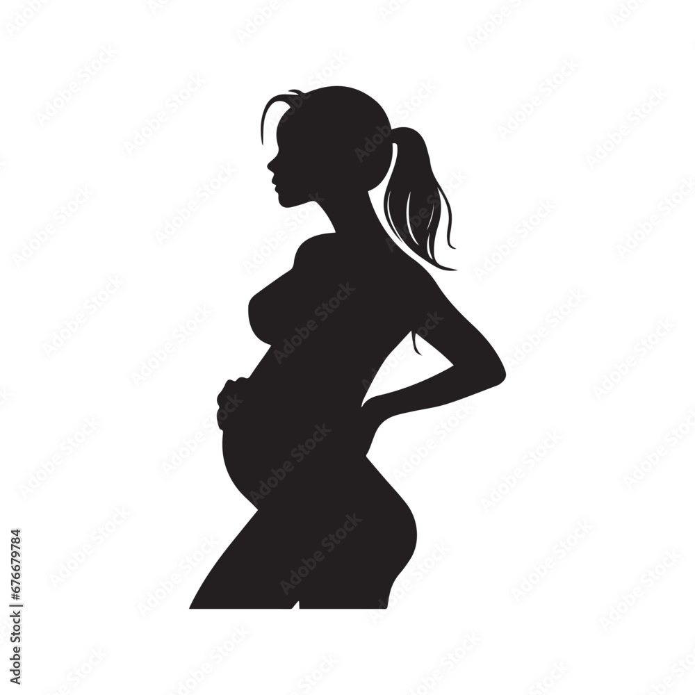 Timeless Pregnancy: Black and White Silhouettes Showcasing the Elegance and Beauty of Pregnant Women in Artistic Poses