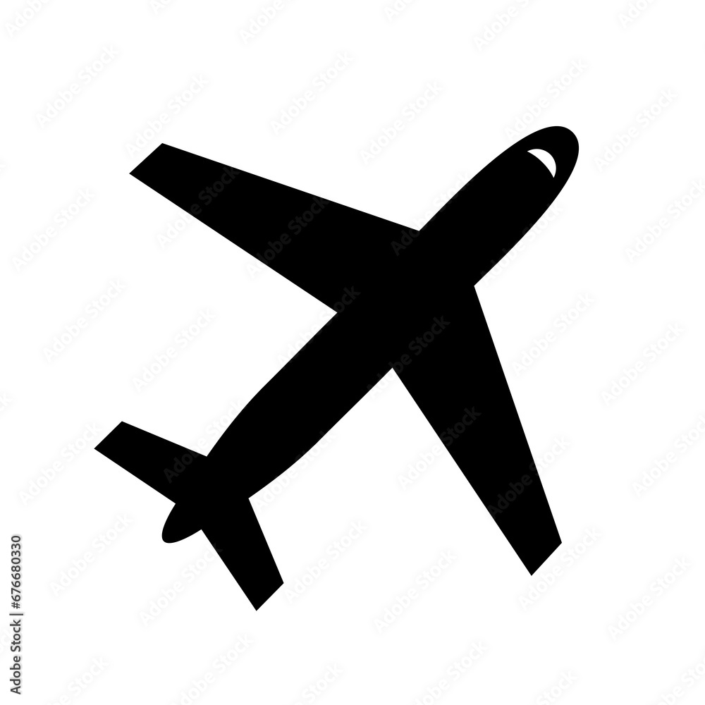 Obraz premium Airplane icon. Flat transportation plane symbol sign. Air fly isolated on the white background. Vector illustration.