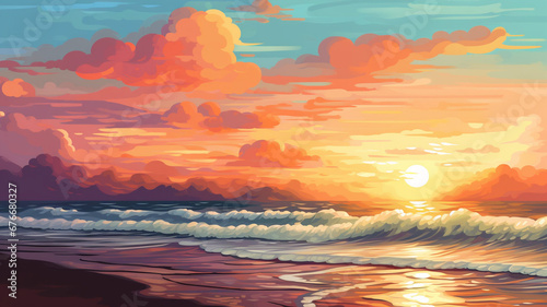 Pixel Art Landscape A Pixel Art Beach Setting