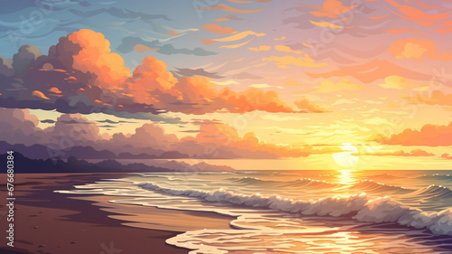 Fantastic Pixel Art Landscape A Pixel Art Beach Setting