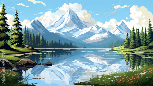 Amazing Pixel Art Landscape A Pixel Art Mountain Vista