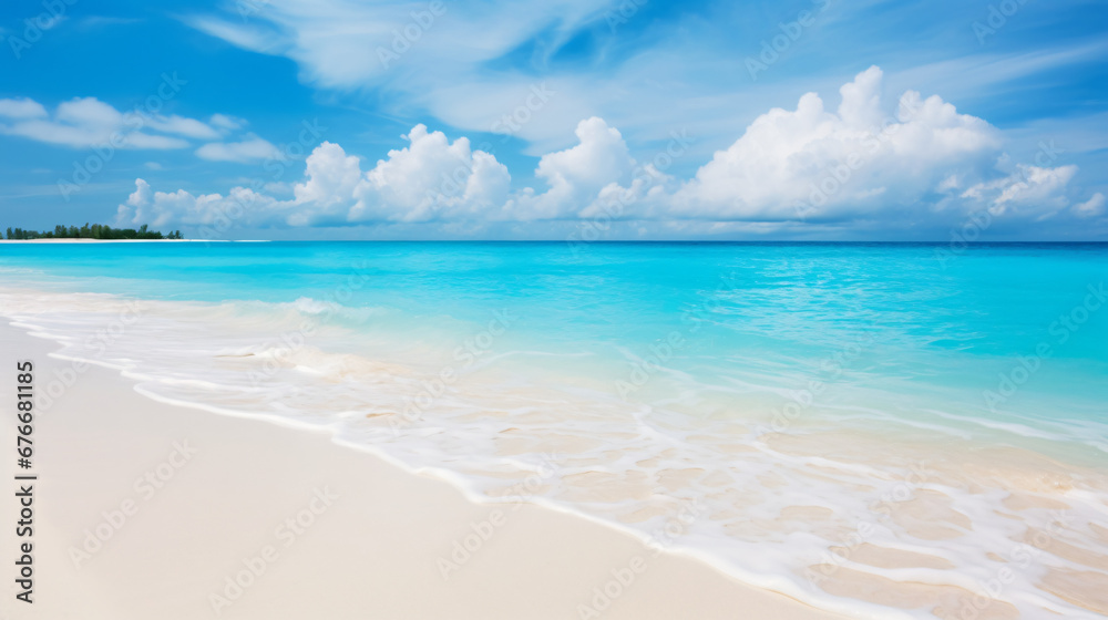 Beautiful sandy beach with white sand 