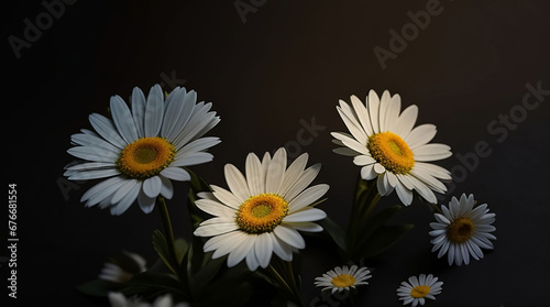 Beautiful Daisy flower or Bellis perennis L  or Compositae blooming in the park during sunlight