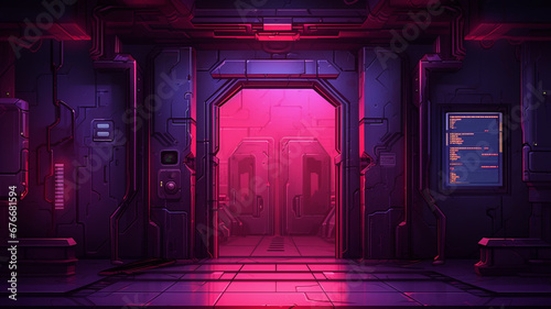 Pixel Art Scene A Secluded Cyberpunk Nightclub
