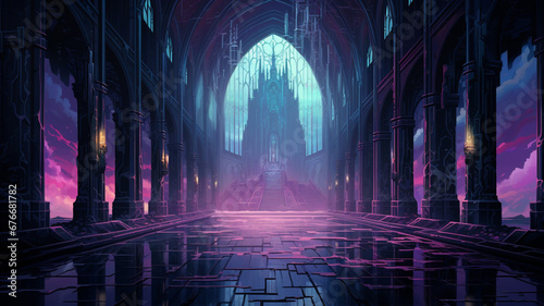 Fantastic Pixel Art Scene A Towering Cyberpunk Cathedral