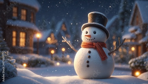 A Generative AI Christmas Landscape with Snowmen