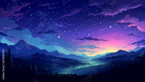 Nice Pixel Art Star Sky at Evening