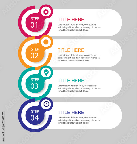 4 steps timeline infographic template with circular arrows Vector design