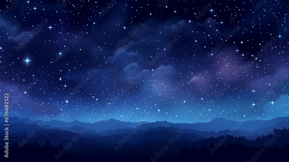 Pixel Art Starry Seamless Background Night Sky