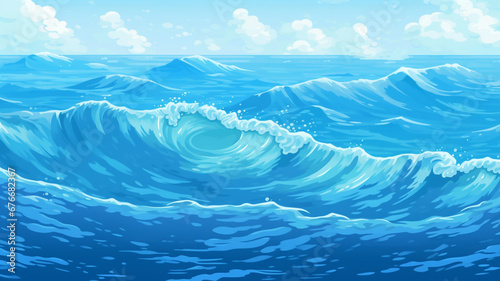 Pixel Art Water Background Seamless Sea Texture Back