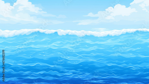 Fantastic Pixel Art Water Background Seamless Sea Texture Back © BornHappy